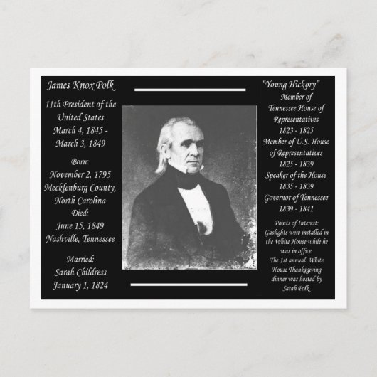 President James K Polk Briefkaart (Voorkant)