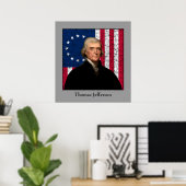 President Jefferson en de Amerikaanse vlag Poster (Thuiskantoor)