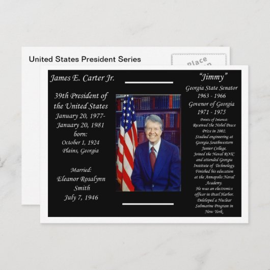 President Jimmy Carter Briefkaart (Voorkant / Achterkant)