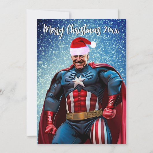 President Joe Biden en Santa Hat Feestdagenkaart (Voorkant)