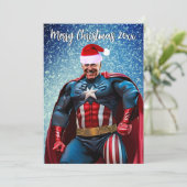 President Joe Biden en Santa Hat Feestdagenkaart (Staand voorkant)