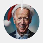 President Joe Biden en Santa Hat Glas Ornament (Achterkant)