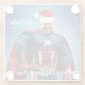 President Joe Biden en Santa Hat Glazen Onderzetter (Achterkant)