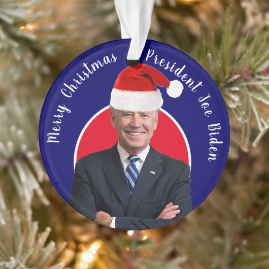 President Joe Biden en Santa Hat Ornament (Boom)