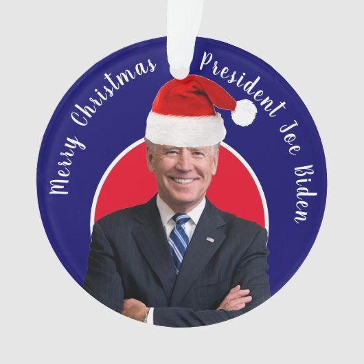 President Joe Biden en Santa Hat Ornament (voorkant)