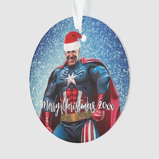 President Joe Biden en Santa Hat Ornament (voorkant)