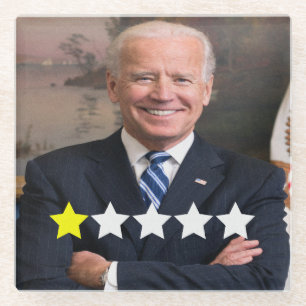 President Joe Biden Goedkeuringsbeoordeling Glazen Onderzetter