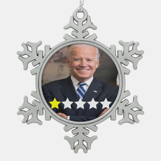 President Joe Biden Goedkeuringsbeoordeling Tin Sneeuwvlok Ornament (Voorkant)