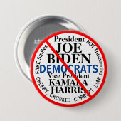 President Joe Biden Kamala Harris Ronde Button 7,6 Cm (Voorkant /achterkant)