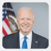 President Joe Biden Officiële 2021 Portret Vierkante Sticker (Voorkant)