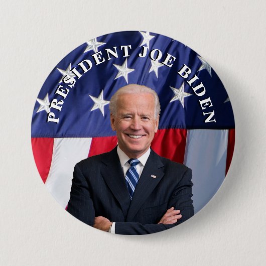 President Joe Biden op Red. White en Blue Magnet Ronde Button 7,6 Cm (Voorkant)