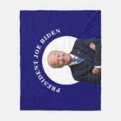 President Joe Biden-portret op blauw Fleece Deken (Voorkant)