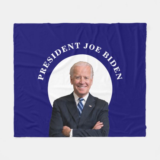 President Joe Biden-portret op blauw Fleece Deken (Voorkant (Horizontaal))