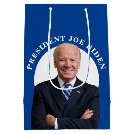 President Joe Biden-portret op blauw Medium Cadeauzakje