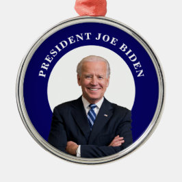 President Joe Biden-portret op blauw Metalen Ornament