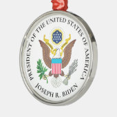 President Joe Biden & Presidential Seal Metalen Ornament (Links)