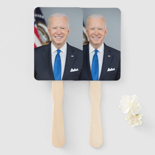 President Joe Biden White House Portret Hand Fa Handwaaier (Voorkant en achterkant)