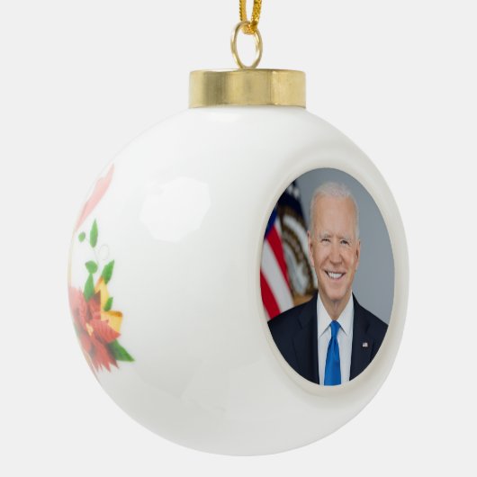 President Joe Biden White House Portret Keramische Bal Ornament (Links)