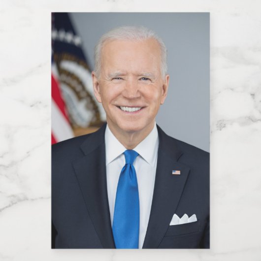 President Joe Biden White House Portret Voedselcontainer Etiket (Enkel label)