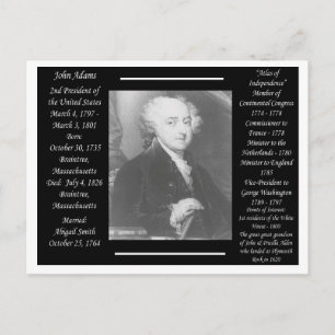 President John Adams Briefkaart