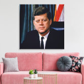 President John F. Kennedy Canvas Afdruk (Insitu (Woonkamer))