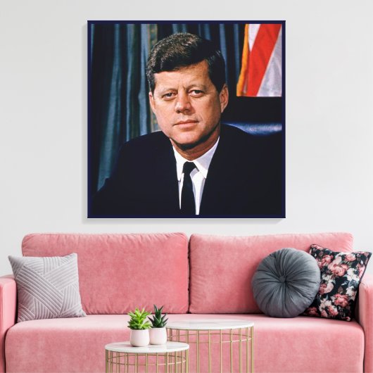 President John F. Kennedy Canvas Afdruk (Insitu (Woonkamer))