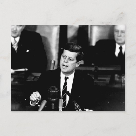 President John F Kennedy Mannen op de Moon Speech Briefkaart (Voorkant)