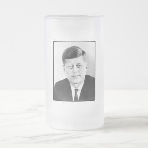 President John F Kennedy Portrait Frosted Glass BE Matglas Bierpul