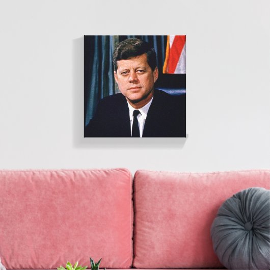 President John F Kennedy Portrait JFK 35th 8x8 Canvas Afdruk (Insitu (Woonkamer))