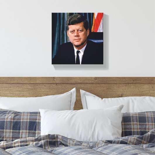 President John F Kennedy Portrait JFK 35th 8x8 Canvas Afdruk (Insitu (Slaapkamer))