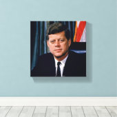 President John F Kennedy Portrait JFK 35th 8x8 Canvas Afdruk (Insitu (Houten vloer))