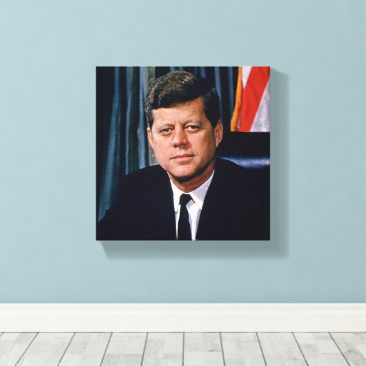 President John F Kennedy Portrait JFK 35th 8x8 Canvas Afdruk (Insitu (Houten vloer))
