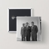 President John Kennedy & Brothers Amerikaanse Came Vierkante Button 5,1 Cm (Voorkant /achterkant)