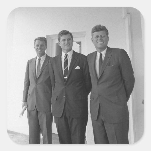 President John Kennedy & Brothers Amerikaanse Came Vierkante Sticker (Voorkant)