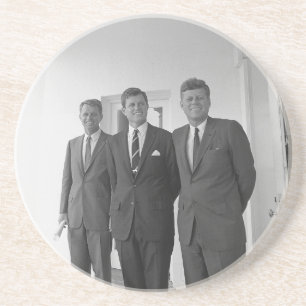 President John Kennedy & Brothers Amerikaanse Came Zandsteen Onderzetter