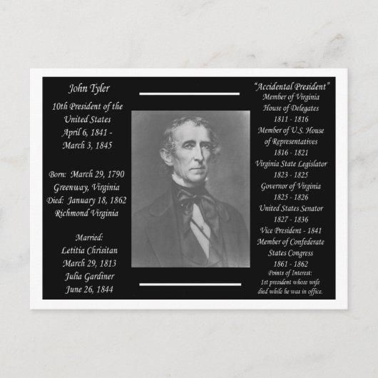 President John Tyler Briefkaart (Voorkant)