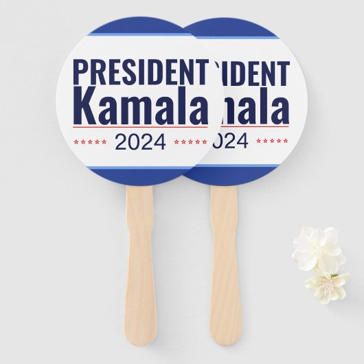 President Kamala 2024 Handwaaier (Voorkant en achterkant)