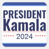President Kamala 2024 Vierkante Sticker (Voorkant)