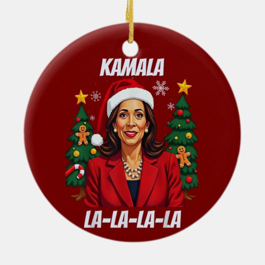 President Kamala Harris Christmas Keramisch Ornament (Achterkant)