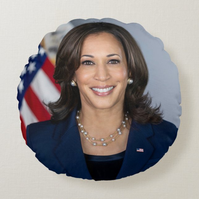 President kandidaat Kamala Harris US 2024 Rond Kussen (Voorkant)