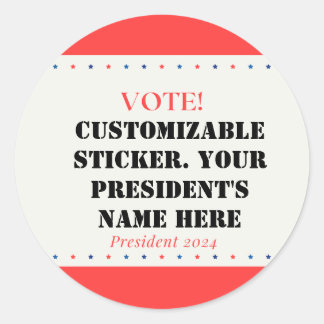 President kandidaat. Ronde Sticker