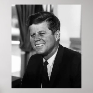 President Kennedy in zwart-wit Poster