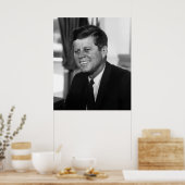 President Kennedy in zwart-wit Poster (Keuken)
