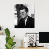 President Kennedy in zwart-wit Poster (Thuiskantoor)