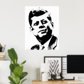 President Kennedy - Zwart-wit Poster (Thuiskantoor)