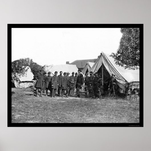 President Lincoln te Antietam 1862 Poster (Voorkant)
