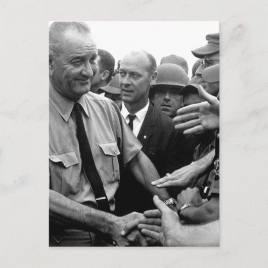President Lyndon B. Johnson greets Amerikaanse tro Briefkaart (Voorkant)