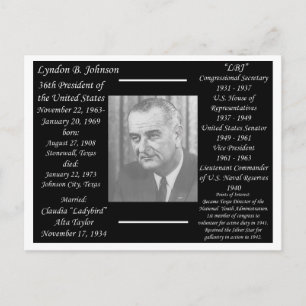 President Lyndon Johnson Briefkaart