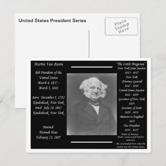 President Martin Van Buren Briefkaart (Voorkant / Achterkant)