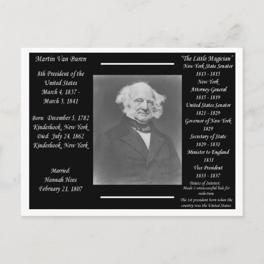 President Martin Van Buren Briefkaart (Voorkant)